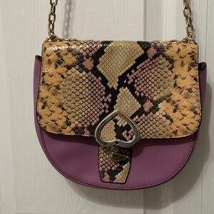 NWT kate spade Robyn Exotic Medium Chain Saddle Bag Crossbody Python Print